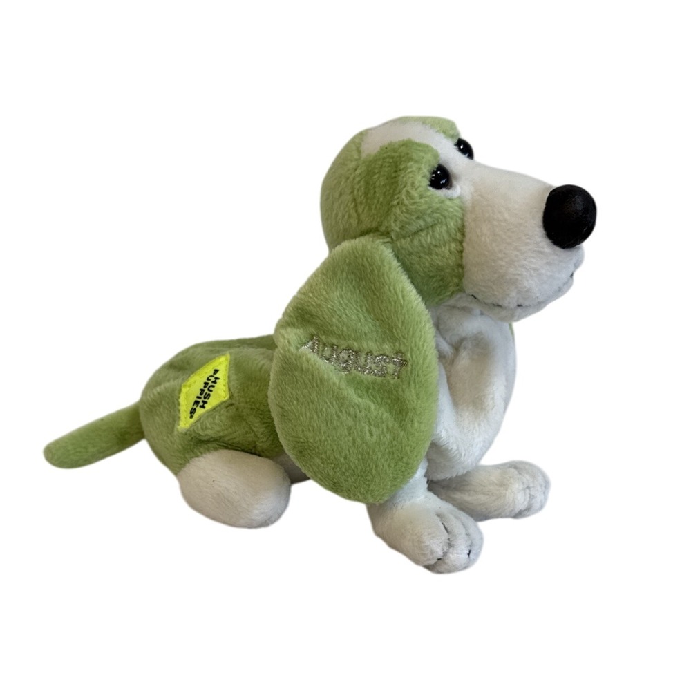 Hush Puppies Plush August Birthday Dog Stuffed Animal Toy Green White‎ Puppy